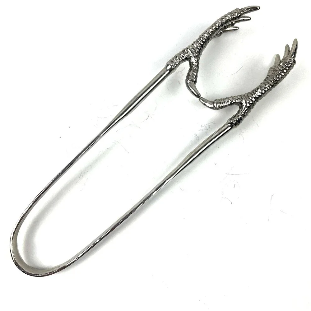VTG Arthur Court Designs Chicken Claw Ice Tongs Silver Tone Metal Serving Tongs